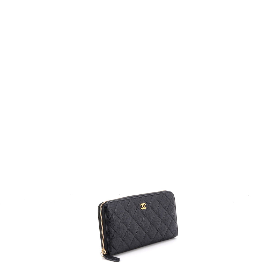 Zip Around Wallet Quilted Caviar Long