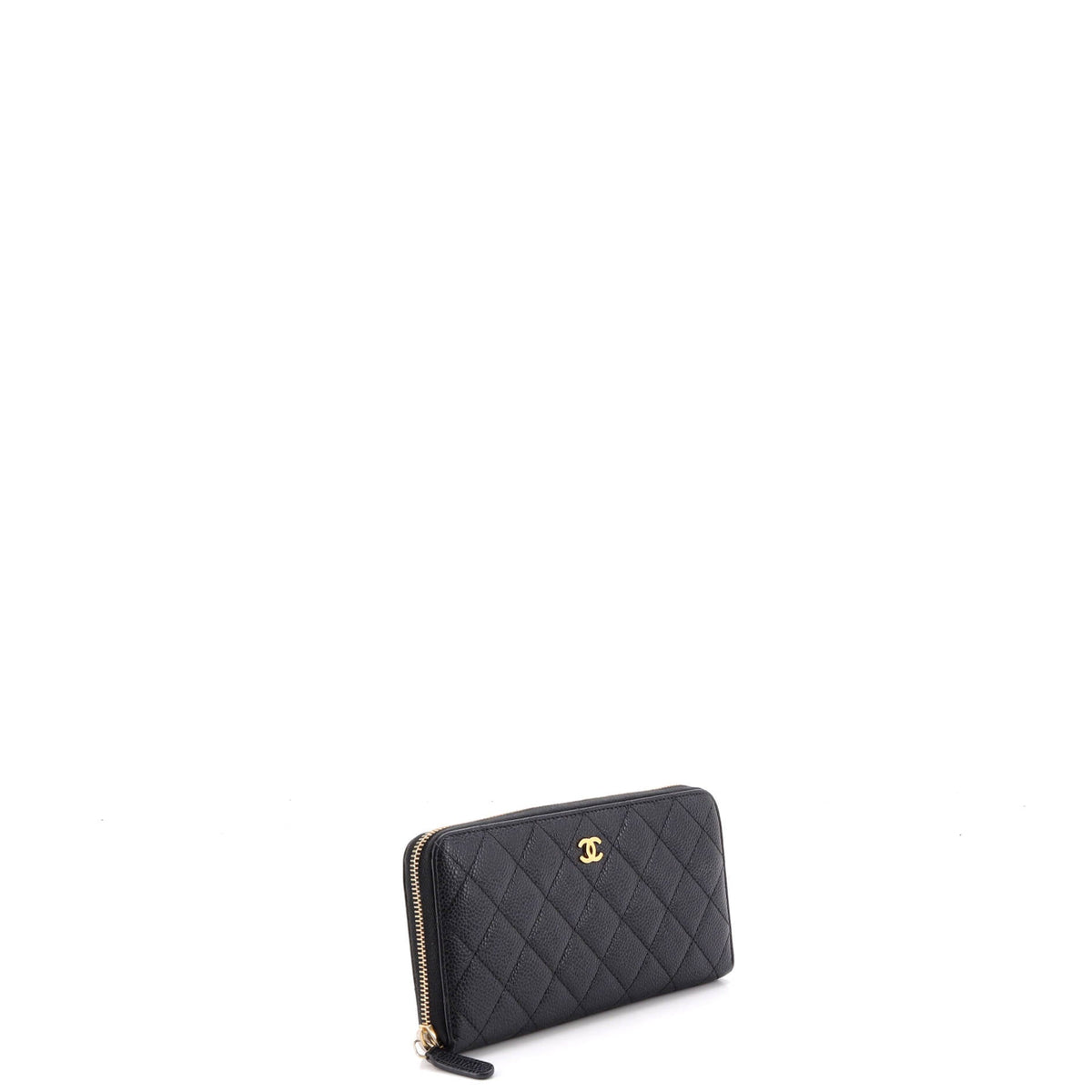 Zip Around Wallet Quilted Caviar Long