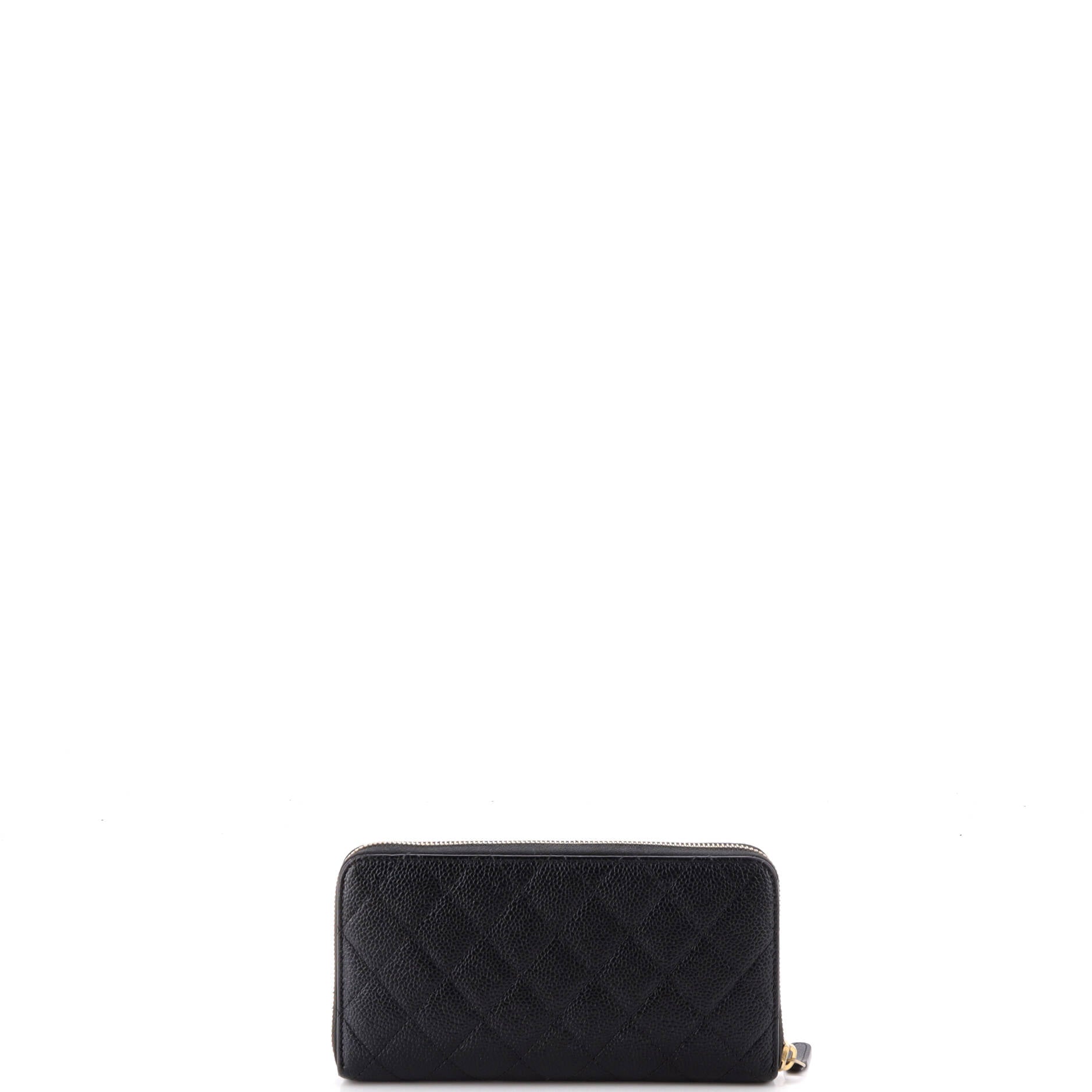 Zip Around Wallet Quilted Caviar Long