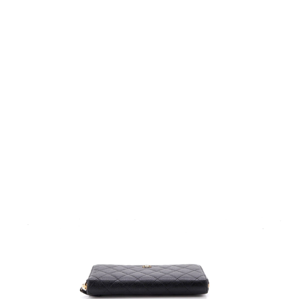 Zip Around Wallet Quilted Caviar Long