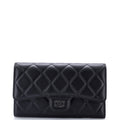 CC Gusset Classic Flap Wallet Quilted Lambskin Long
