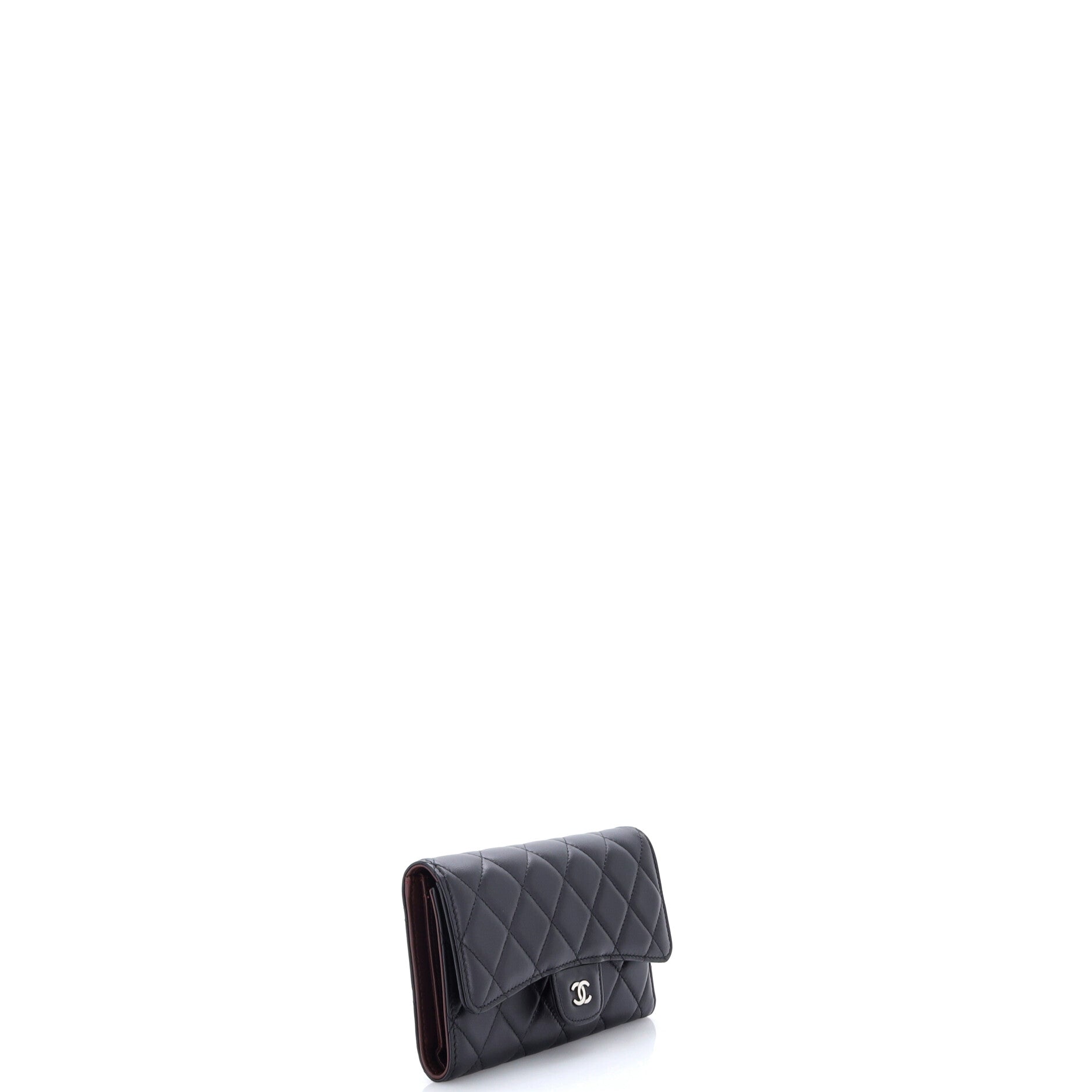 CC Gusset Classic Flap Wallet Quilted Lambskin Long