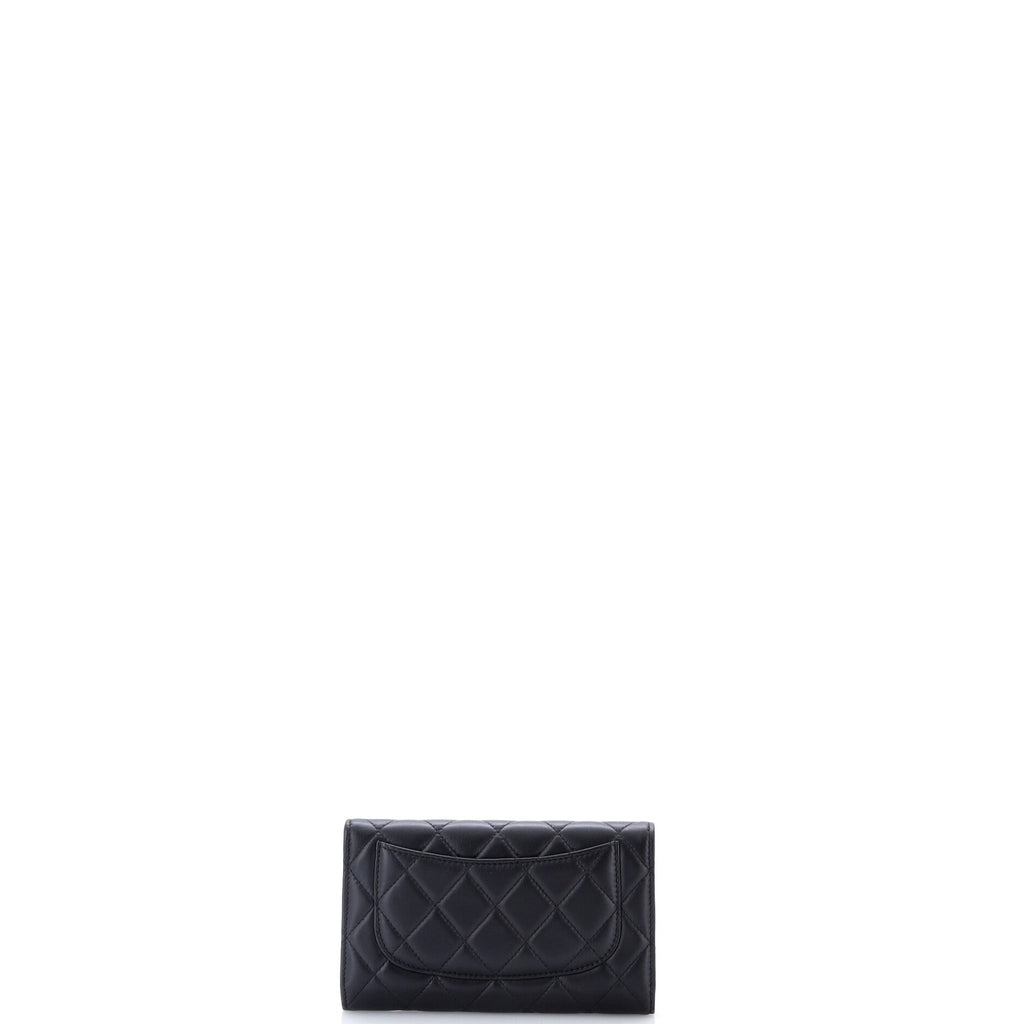 CC Gusset Classic Flap Wallet Quilted Lambskin Long
