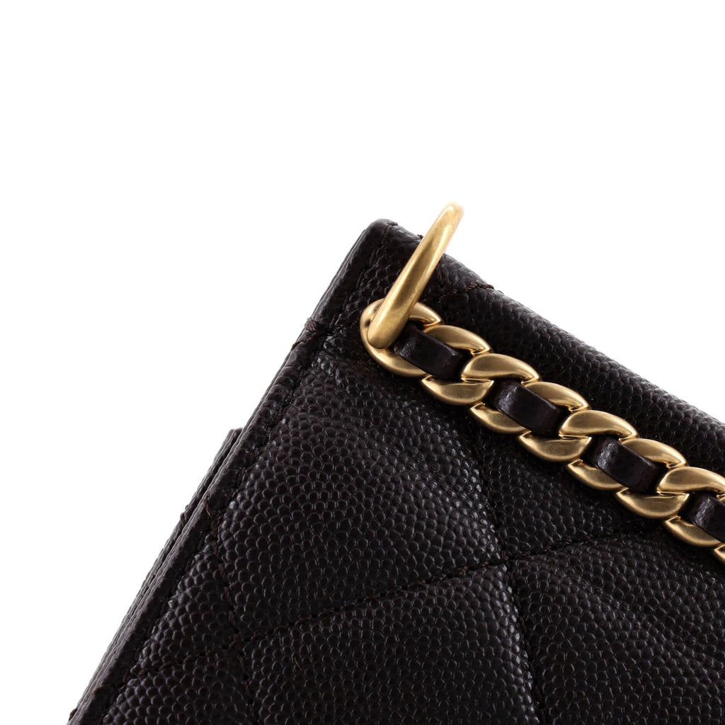 Chain Frame Flap Bag Quilted Caviar Small