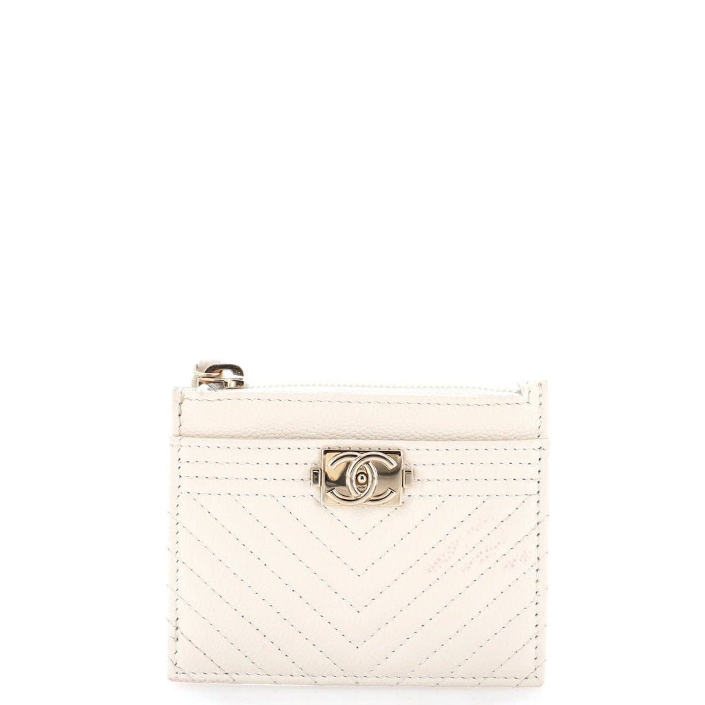 Boy Zip Card Holder Chevron Caviar
