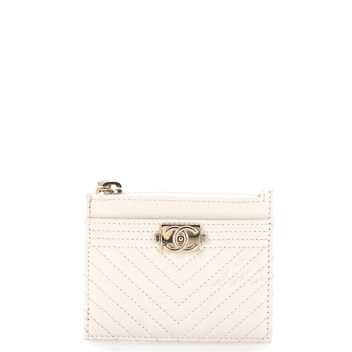Boy Zip Card Holder Chevron Caviar