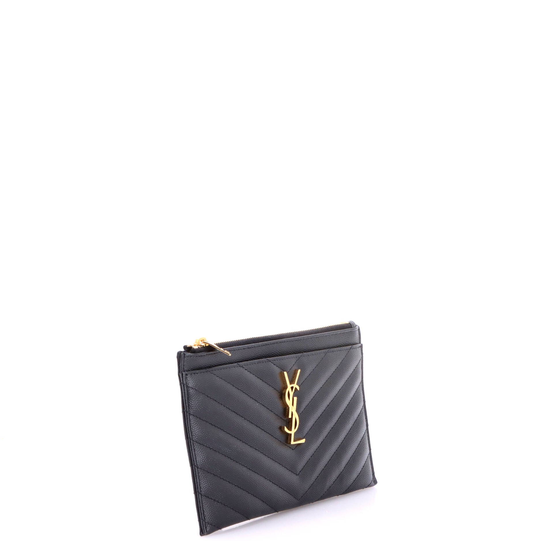 Classic Monogram Zip Bill Pouch Matelasse Chevron Leather Medium
