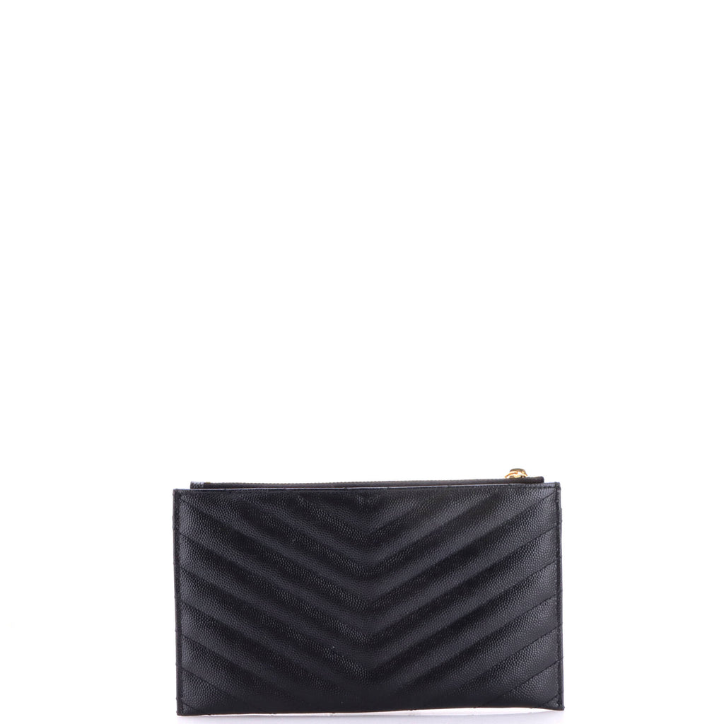 Classic Monogram Zip Bill Pouch Matelasse Chevron Leather Medium