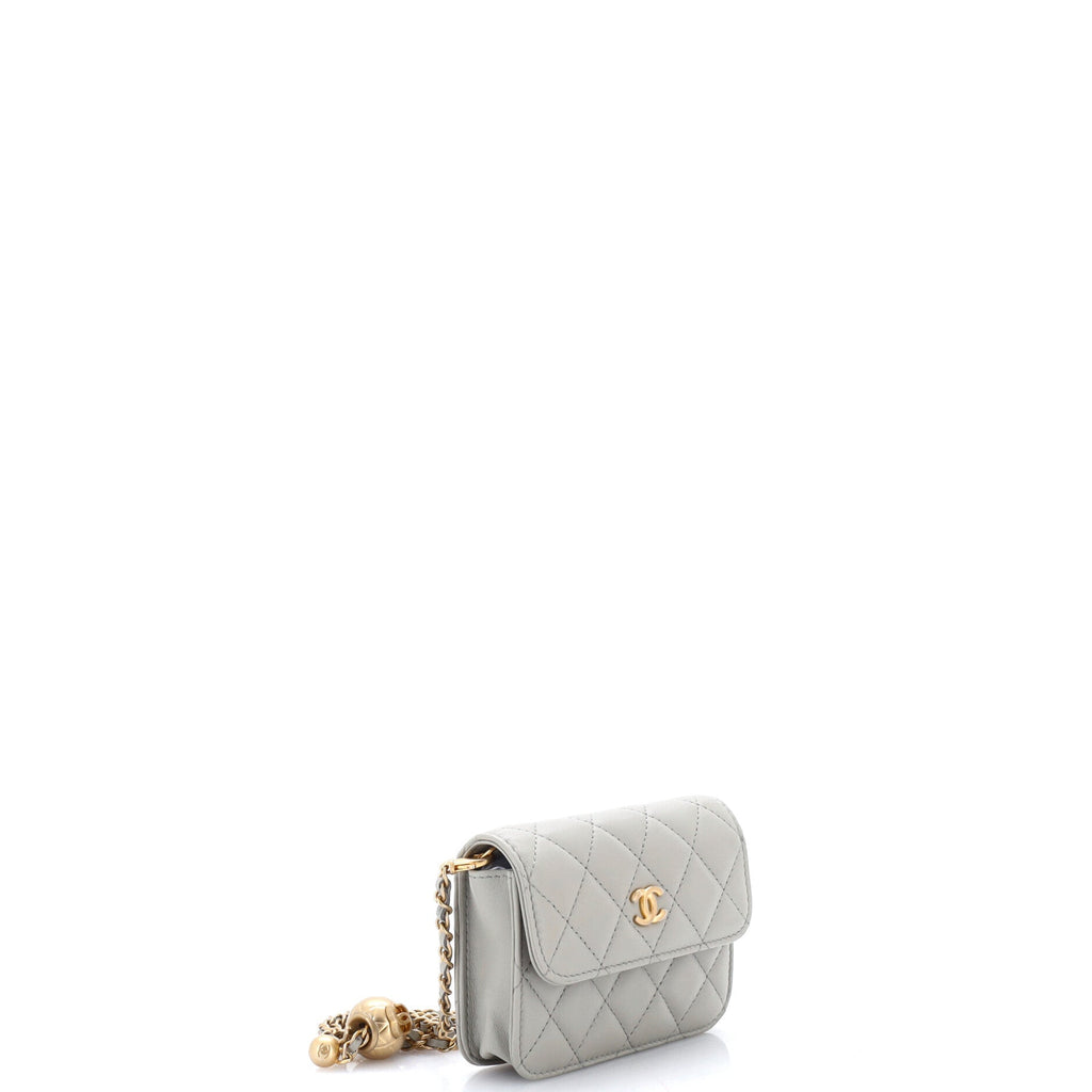Pearl Crush Flap Clutch with Chain Quilted Lambskin Mini