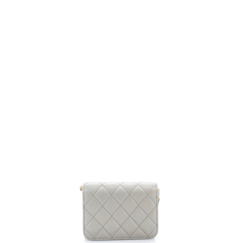 Pearl Crush Flap Clutch with Chain Quilted Lambskin Mini