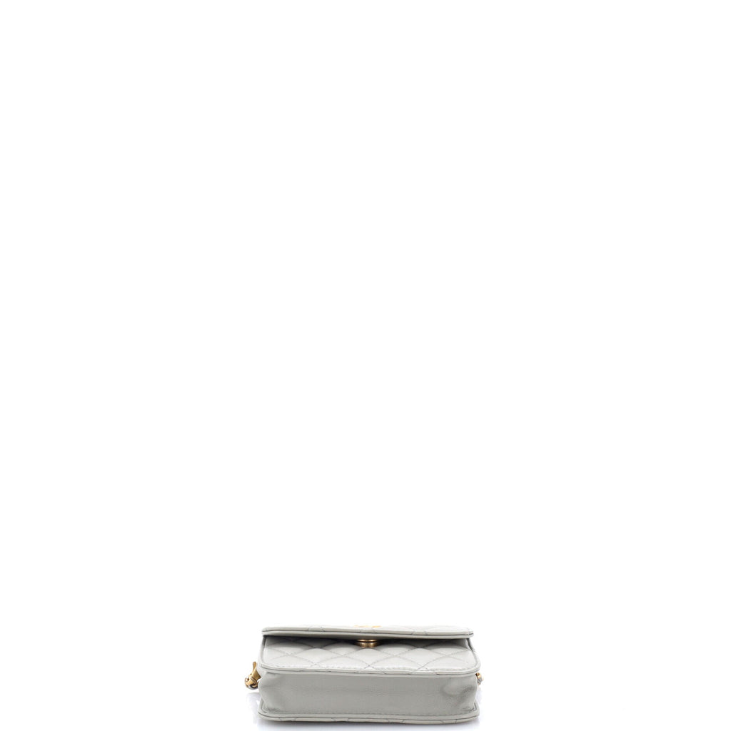 Pearl Crush Flap Clutch with Chain Quilted Lambskin Mini