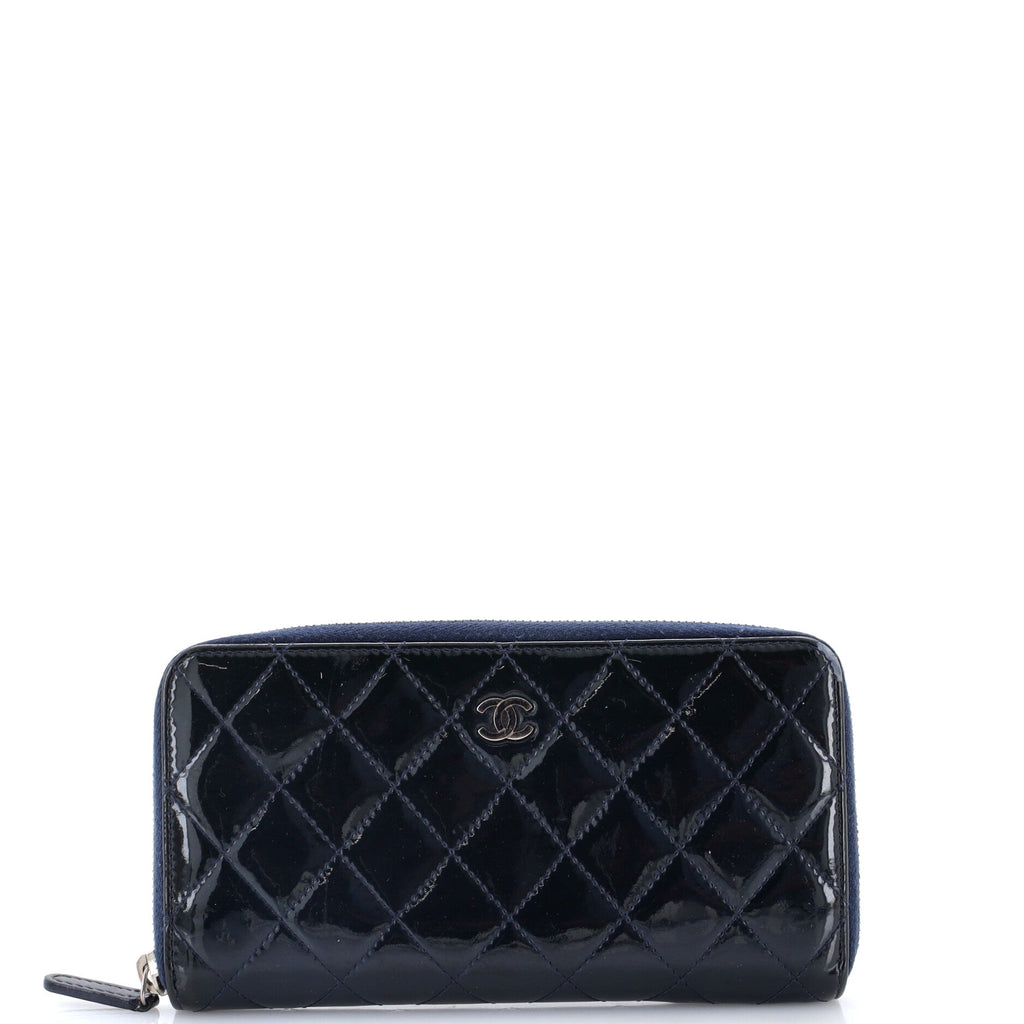 Zip Around Wallet Quilted Patent Long