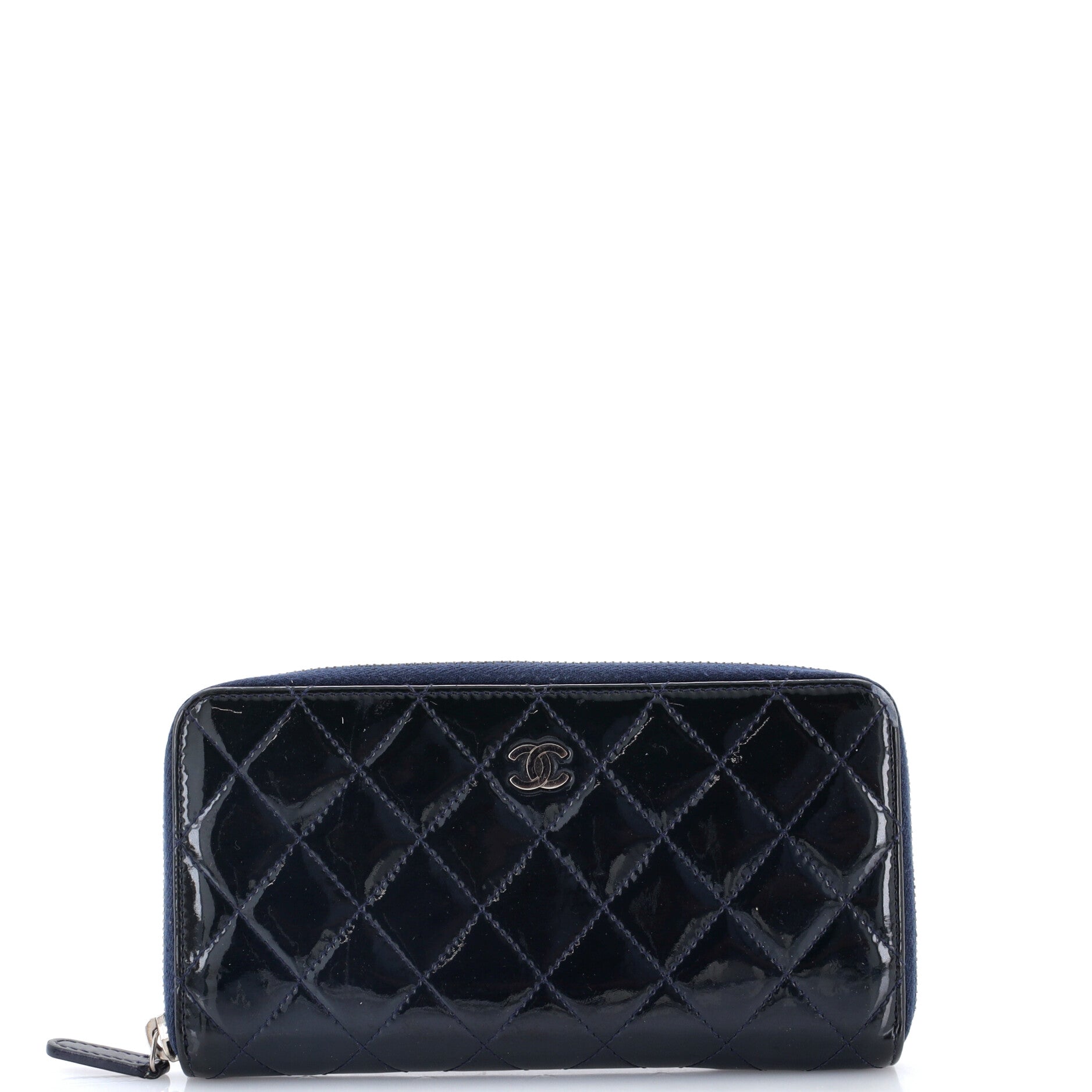 Zip Around Wallet Quilted Patent Long