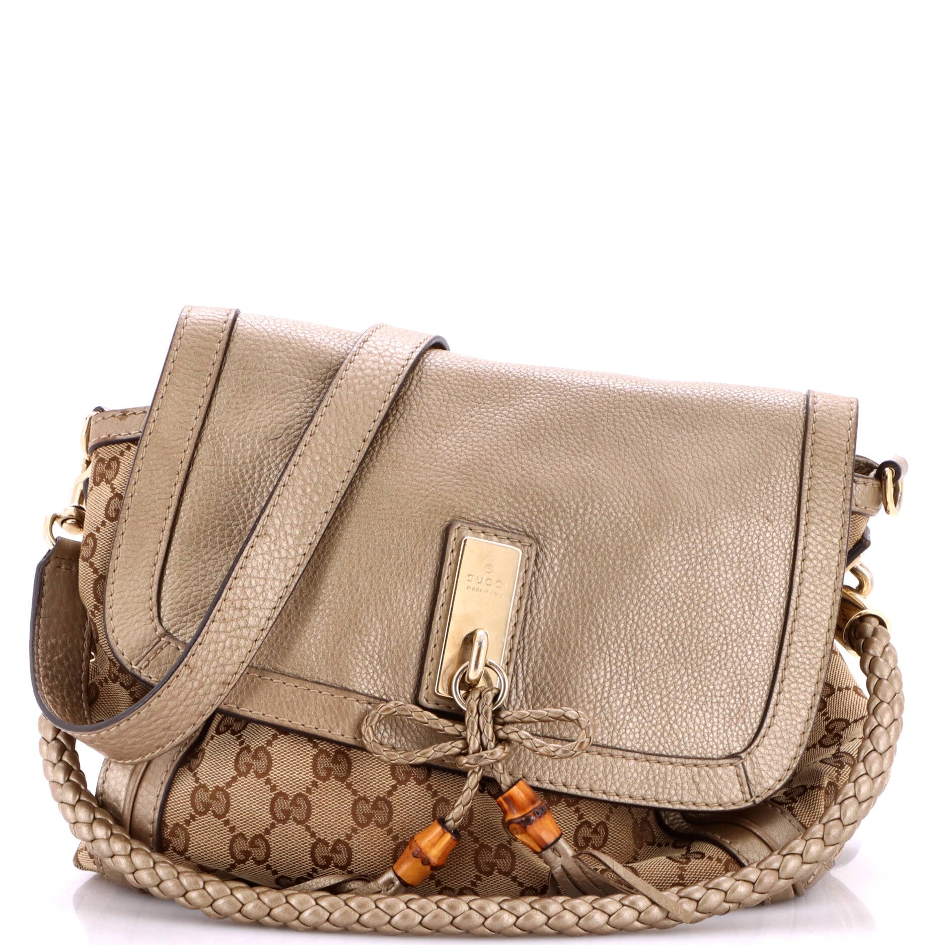 Bella Flap Shoulder Bag GG Canvas with Leather Medium