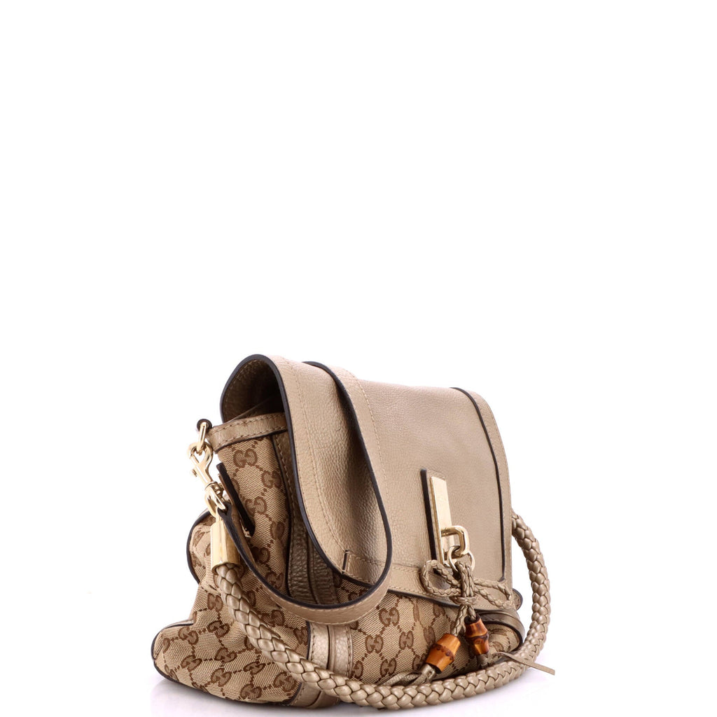 Bella Flap Shoulder Bag GG Canvas with Leather Medium