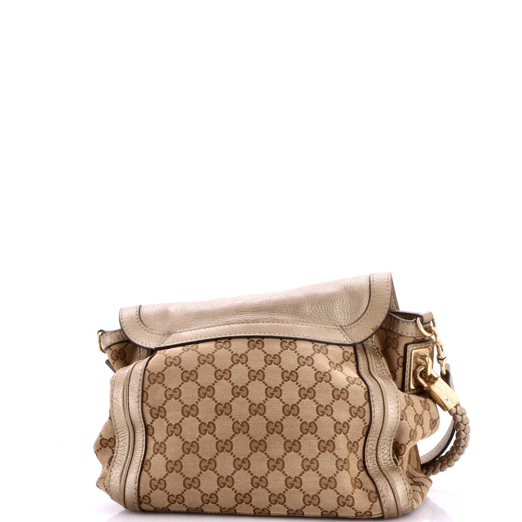 Bella Flap Shoulder Bag GG Canvas with Leather Medium