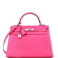 Kelly Handbag Rose Tyrien Epsom with Palladium Hardware 32