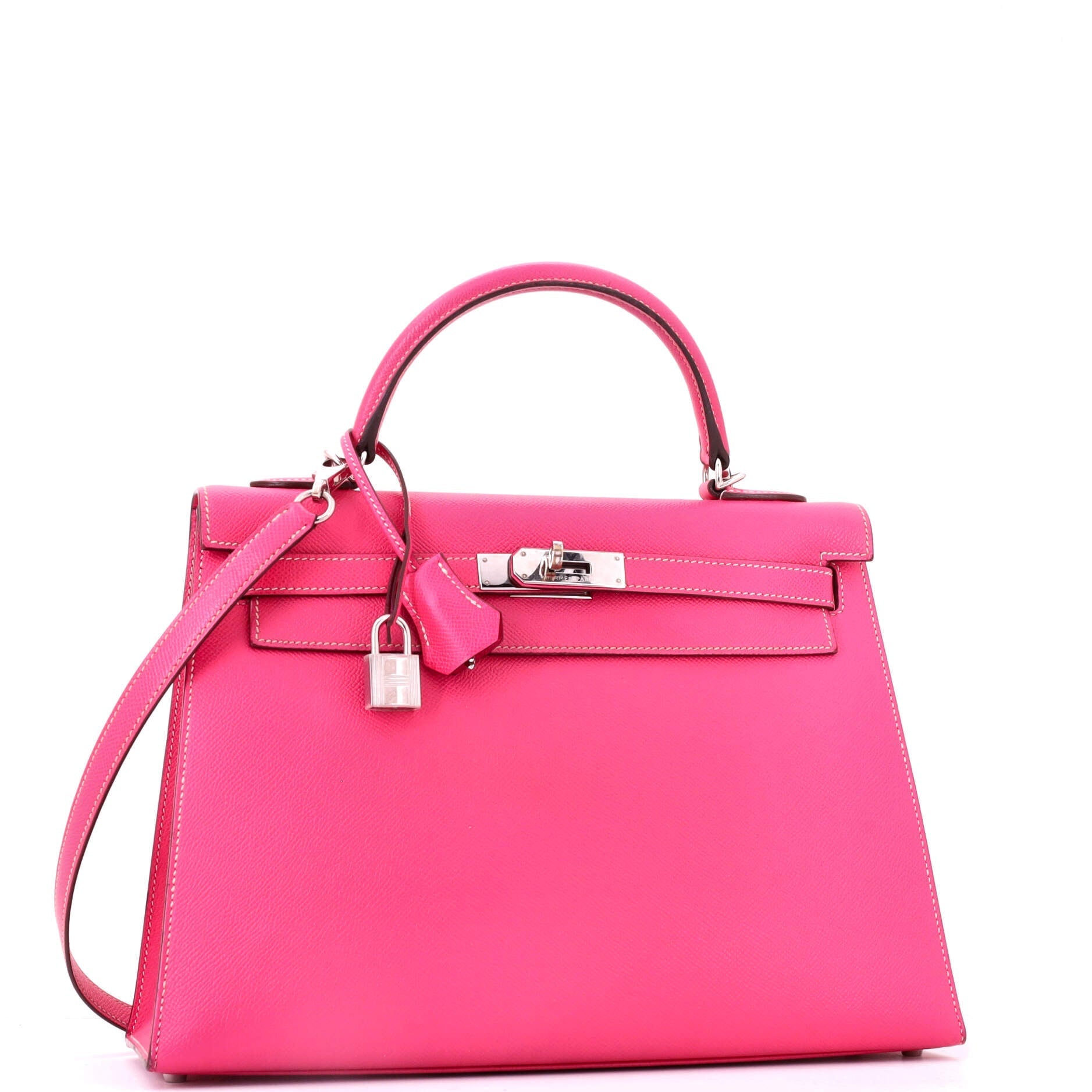 Kelly Handbag Rose Tyrien Epsom with Palladium Hardware 32