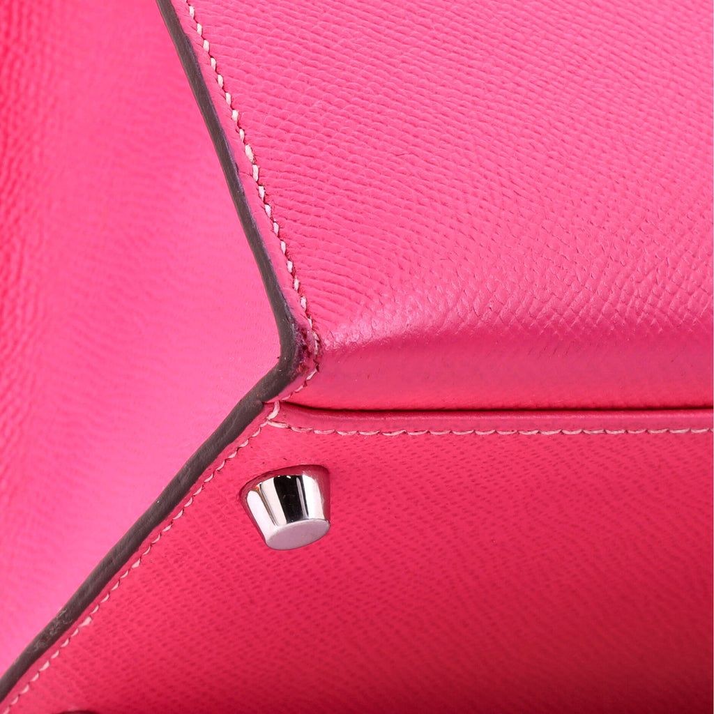 Kelly Handbag Rose Tyrien Epsom with Palladium Hardware 32