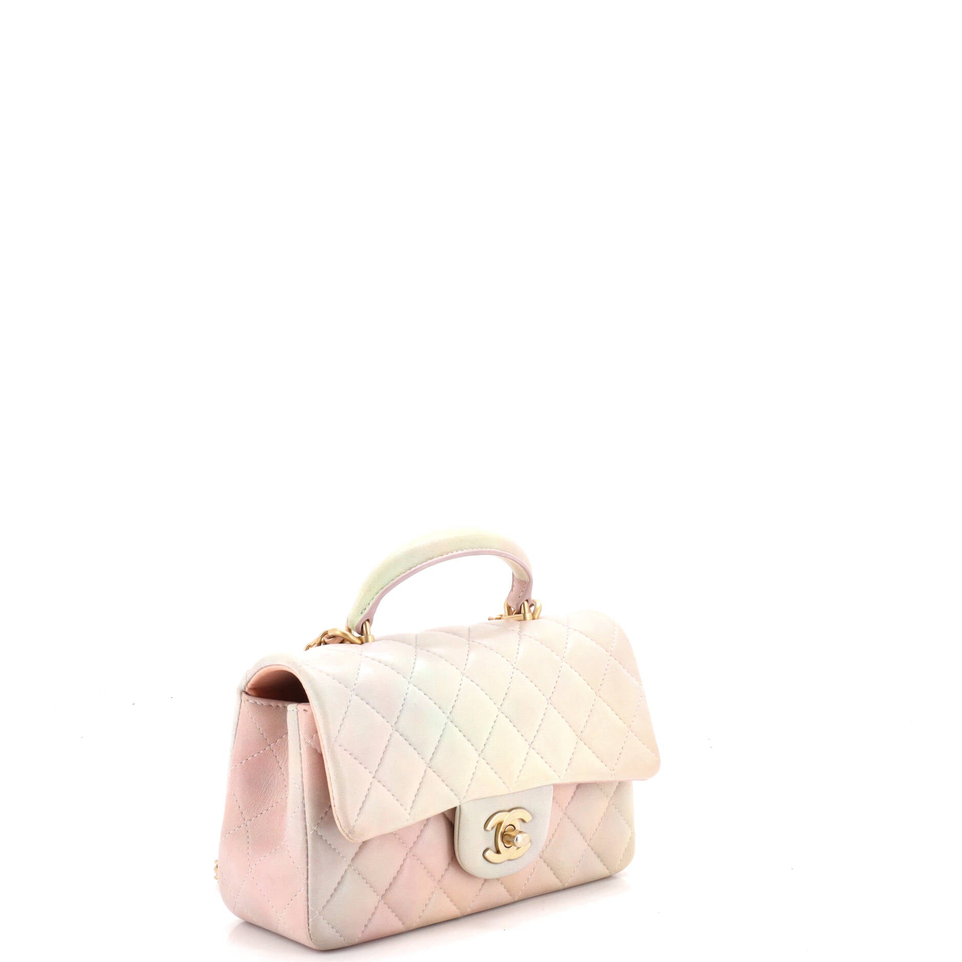 Classic Single Flap Top Handle Bag Quilted Ombre Lambskin Mini