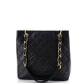 Petite Shopping Tote Quilted Caviar