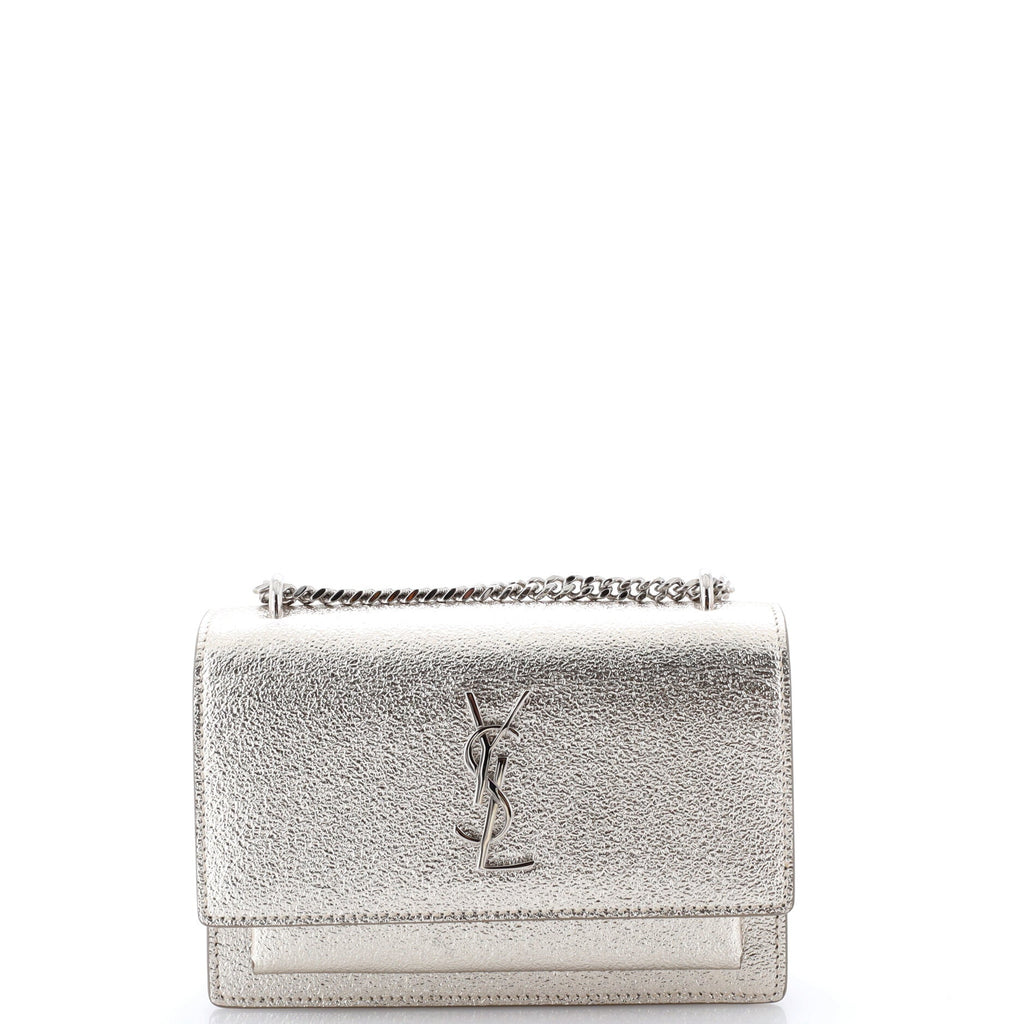Sunset Crossbody Bag Crackled Metallic Leather Small