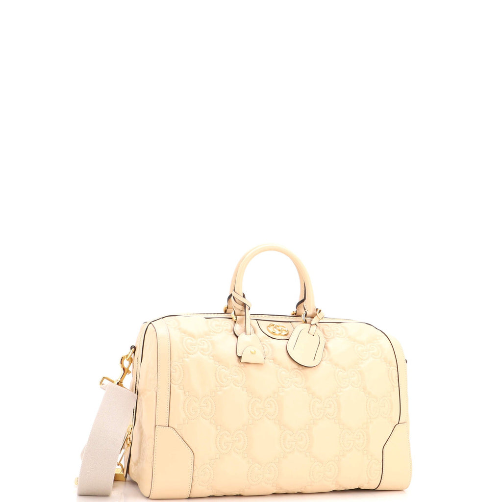 Convertible Boston Top Handle Bag GG Matelasse Leather Medium