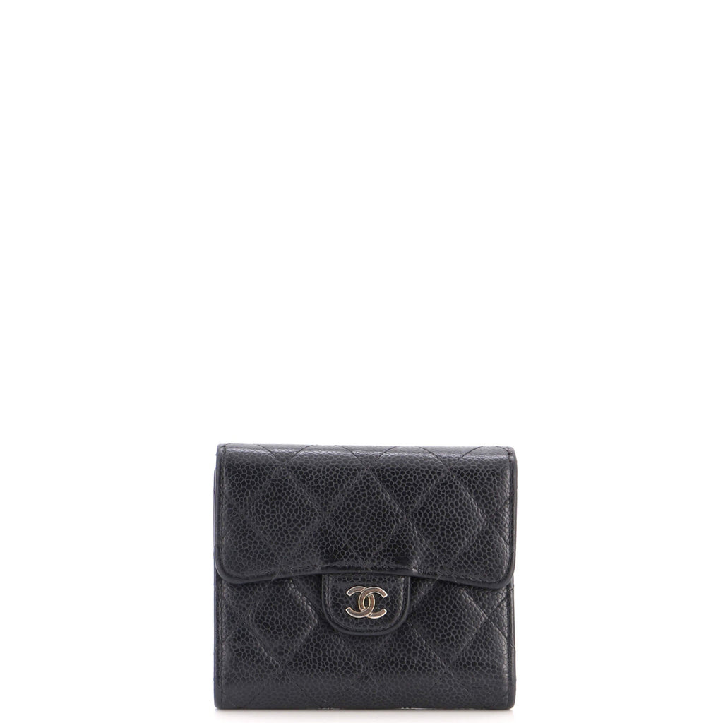 CC Compact Classic Flap Wallet Quilted Caviar