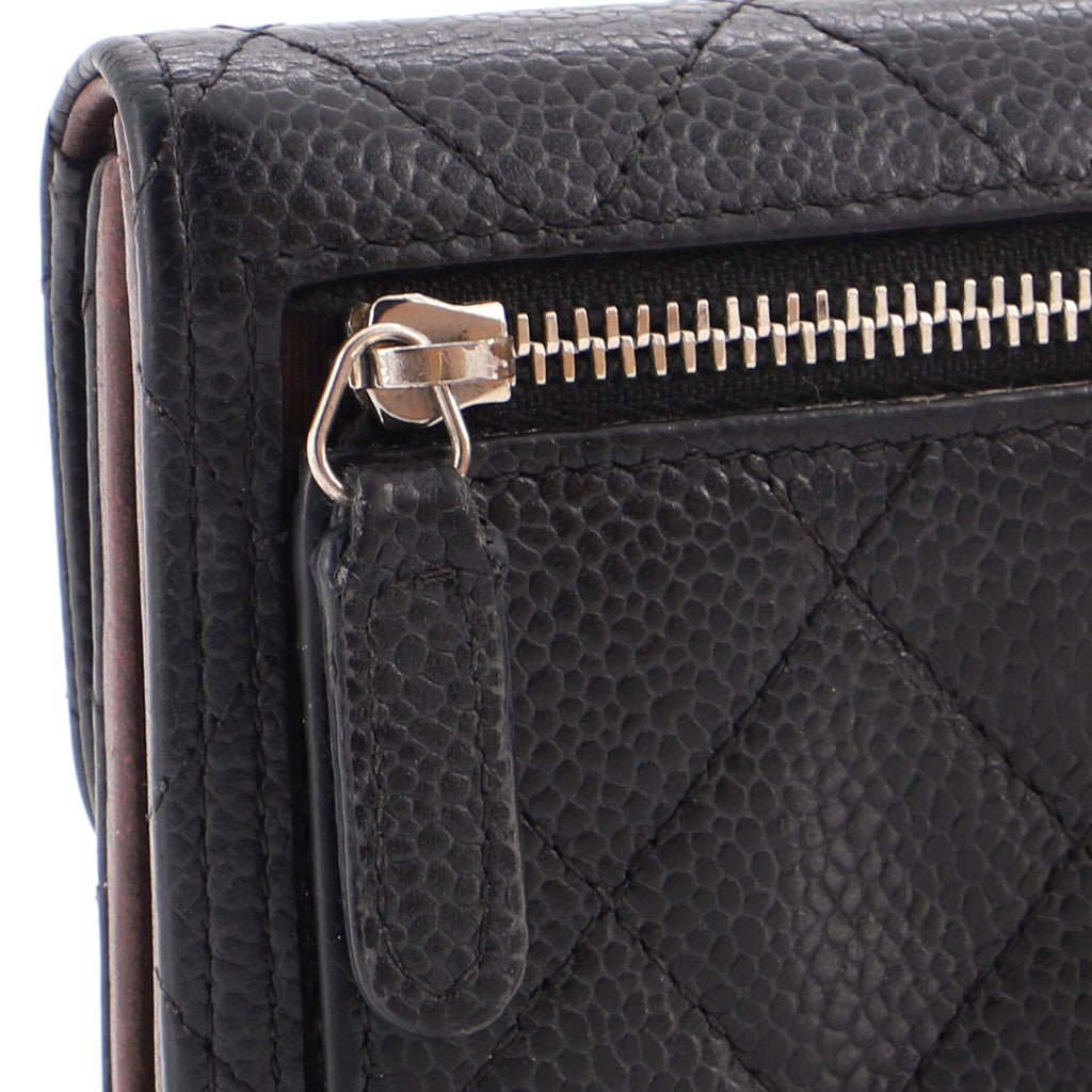 CC Compact Classic Flap Wallet Quilted Caviar
