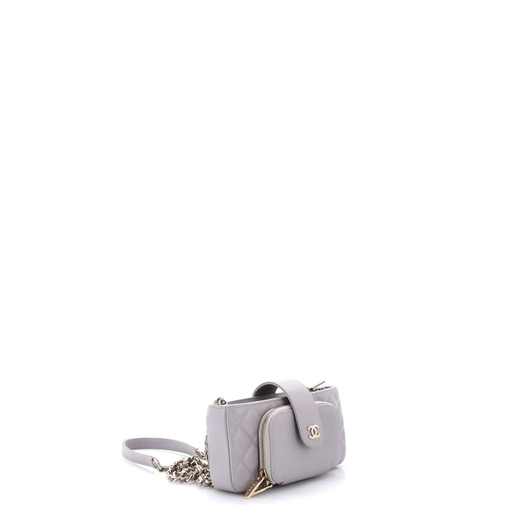 Business Affinity Phone Holder With Chain Quilted Caviar
