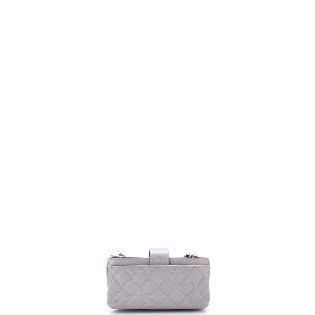 Business Affinity Phone Holder With Chain Quilted Caviar