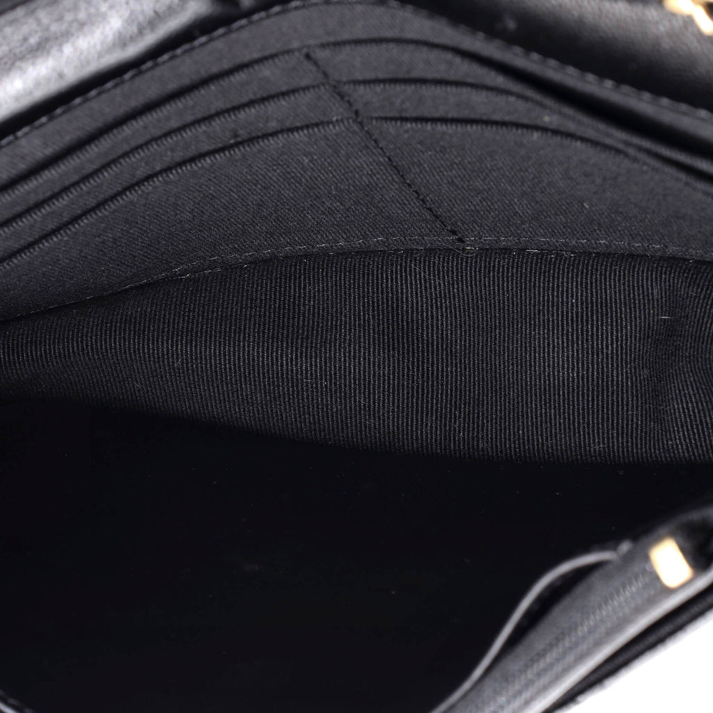 Textured CC Wallet on Chain Quilted Caviar