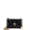 CC Medallion Wallet on Chain Quilted Shiny Lambskin