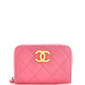 Textured CC Zip Coin Purse Quilted Caviar Small