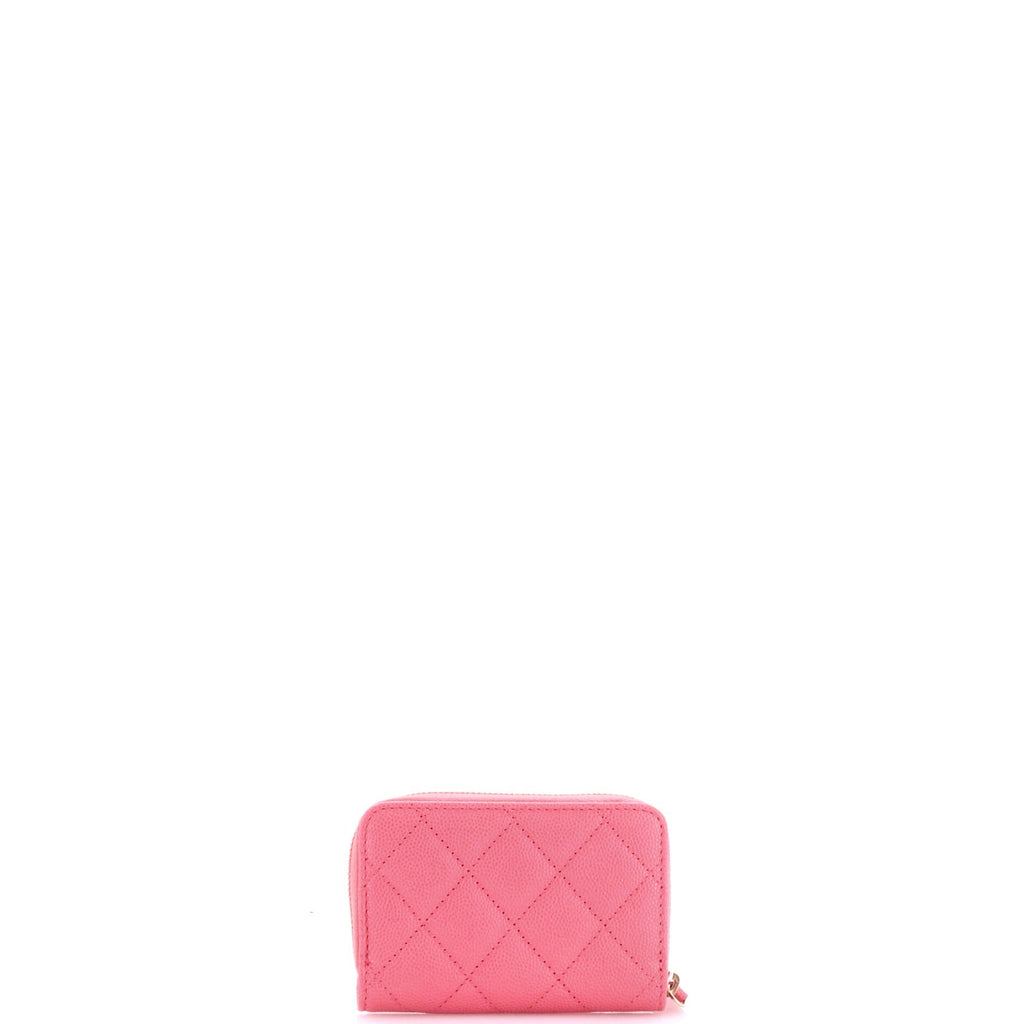 Textured CC Zip Coin Purse Quilted Caviar Small