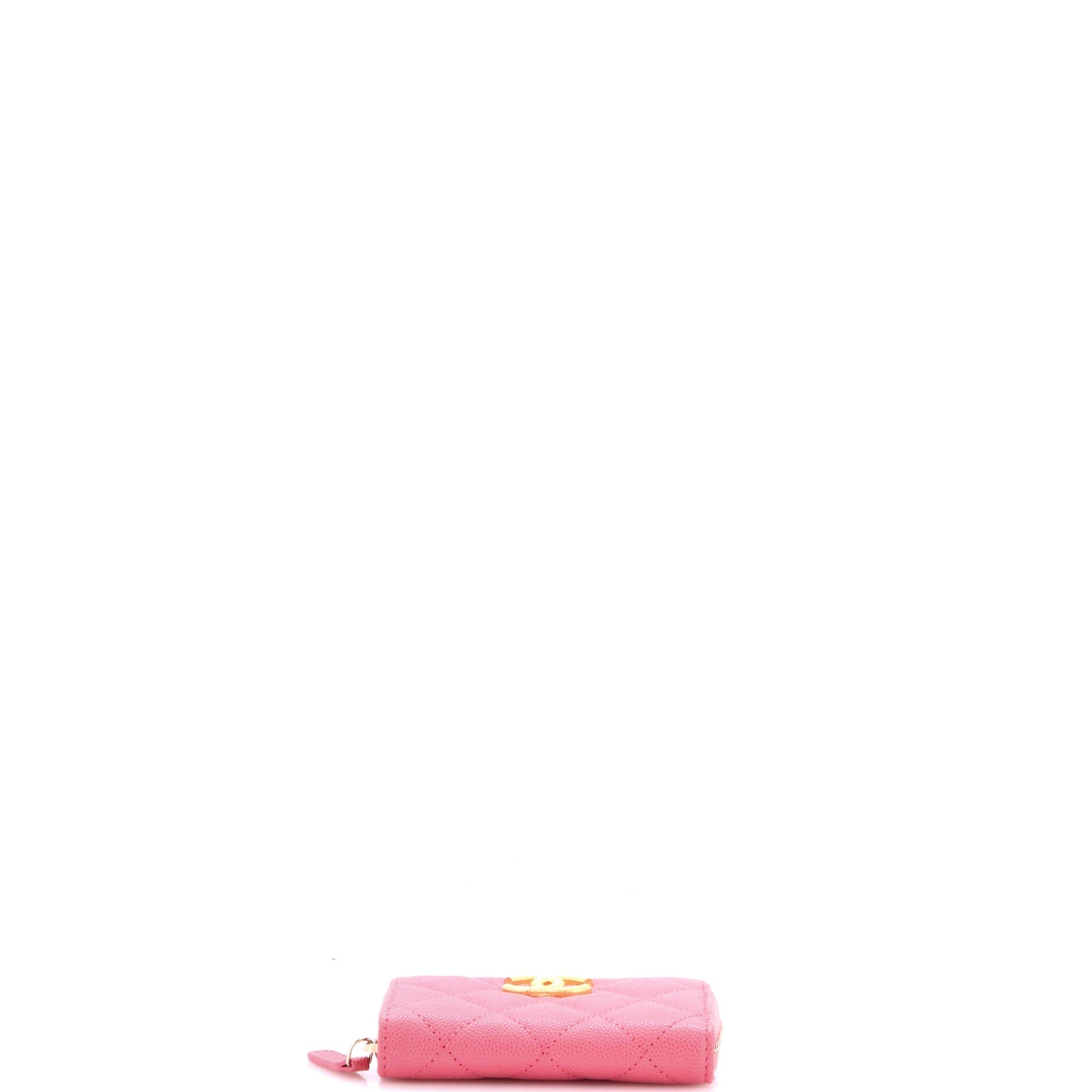 Textured CC Zip Coin Purse Quilted Caviar Small