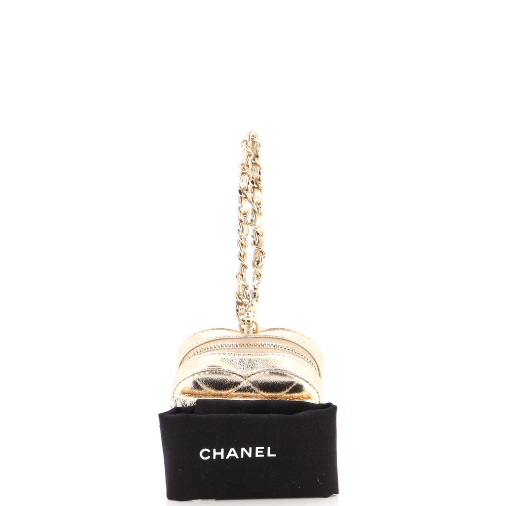 Heart Bag Charm Quilted Lambskin