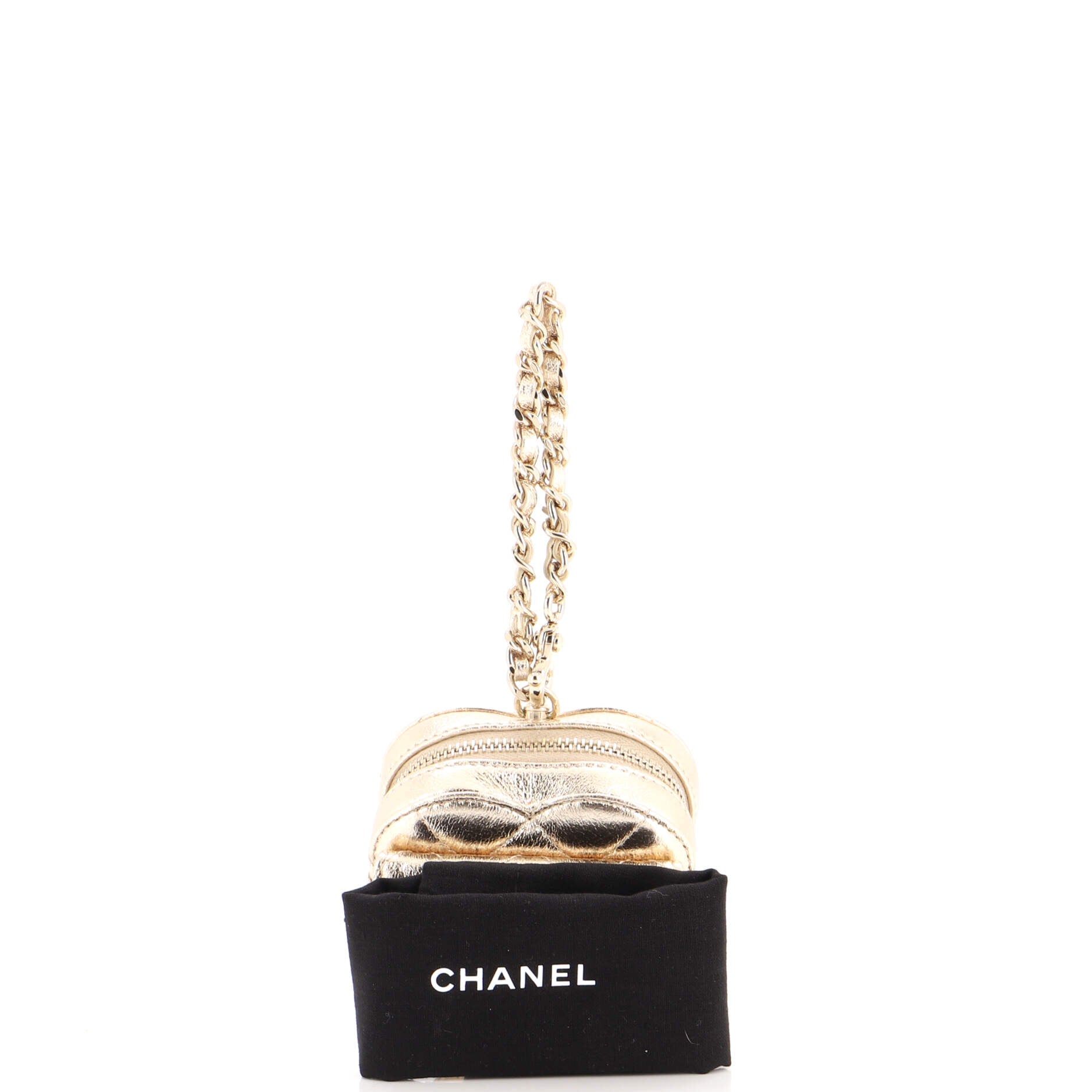 Heart Bag Charm Quilted Lambskin