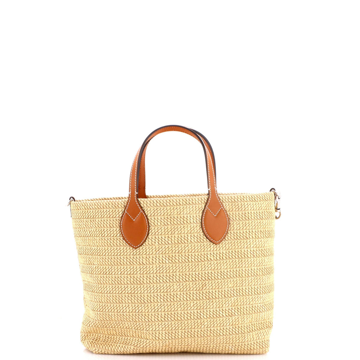 Logo Plaque Convertible Tote Raffia Small