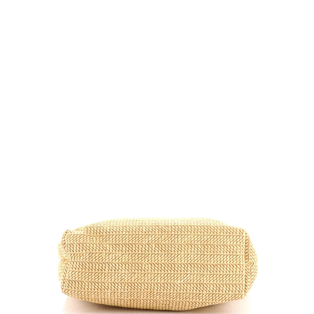 Logo Plaque Convertible Tote Raffia Small