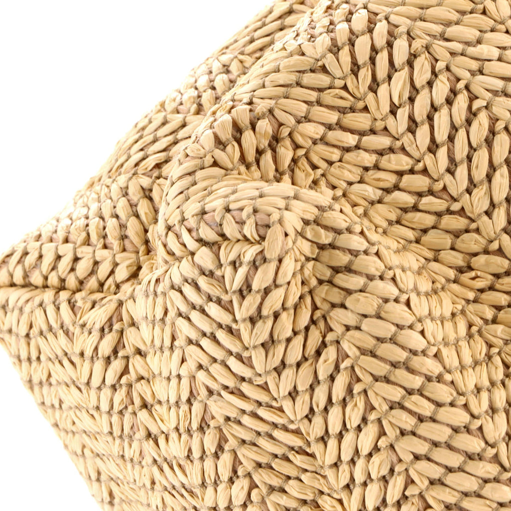 Logo Plaque Convertible Tote Raffia Small