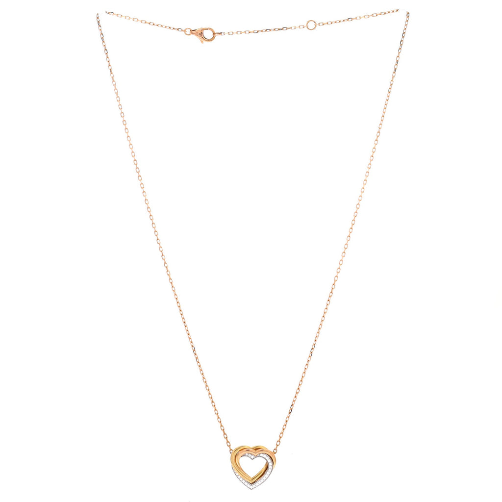 Trinity de Cartier Heart Pendant Necklace 18K Tricolor Gold with Diamonds