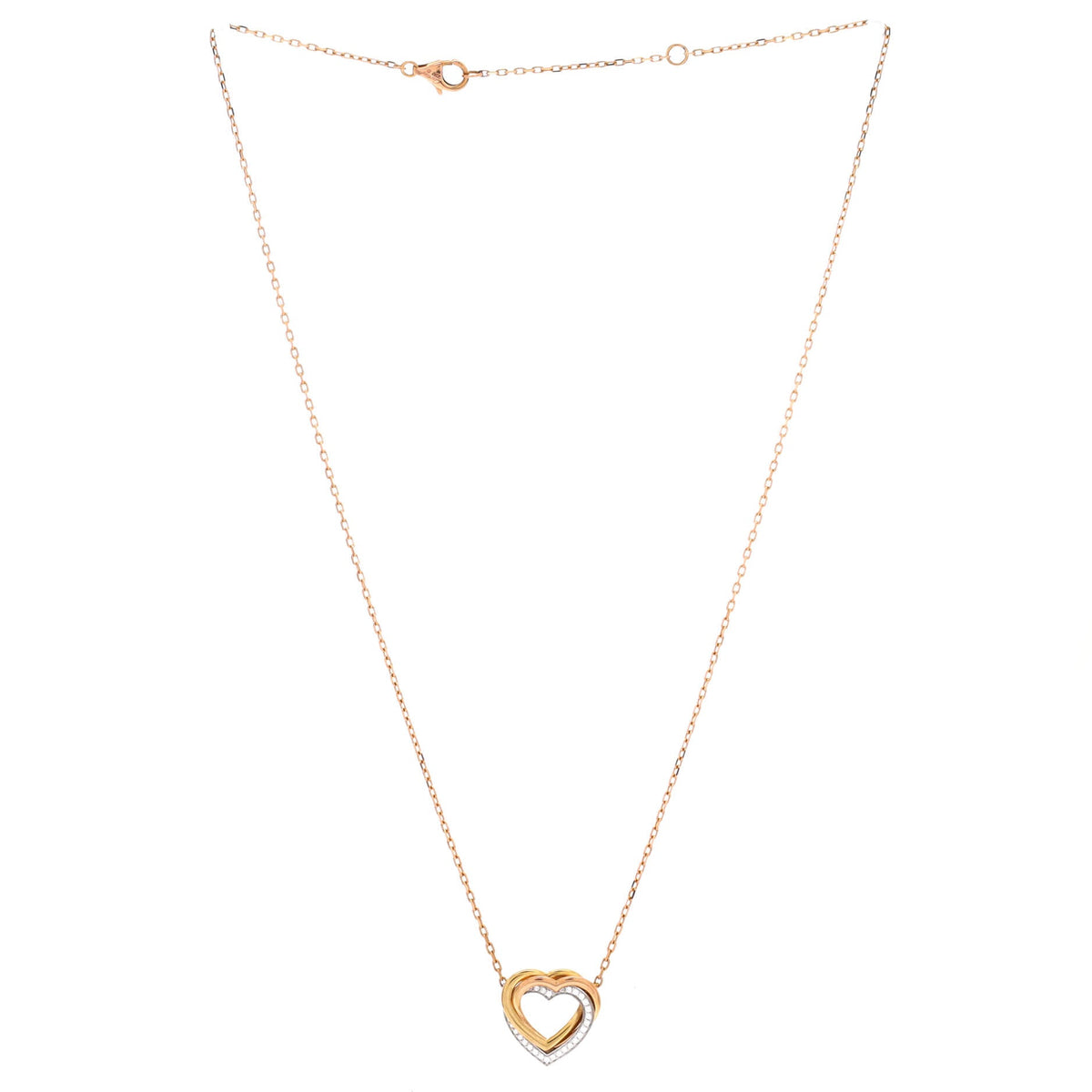 Trinity de Cartier Heart Pendant Necklace 18K Tricolor Gold with Diamonds