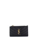 Monogram Fragments Zip Card Holder Matelasse Chevron Leather