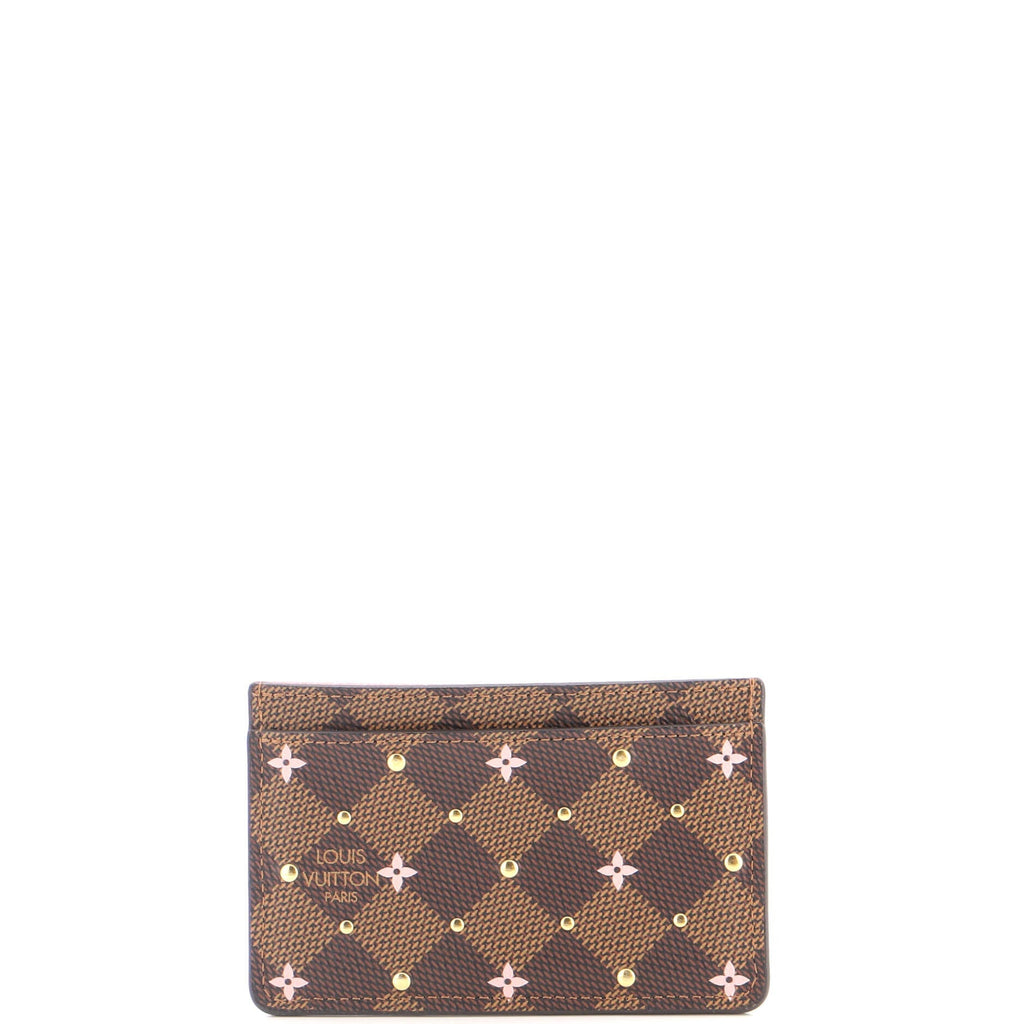 Card Holder Flower Printed Studded Damier