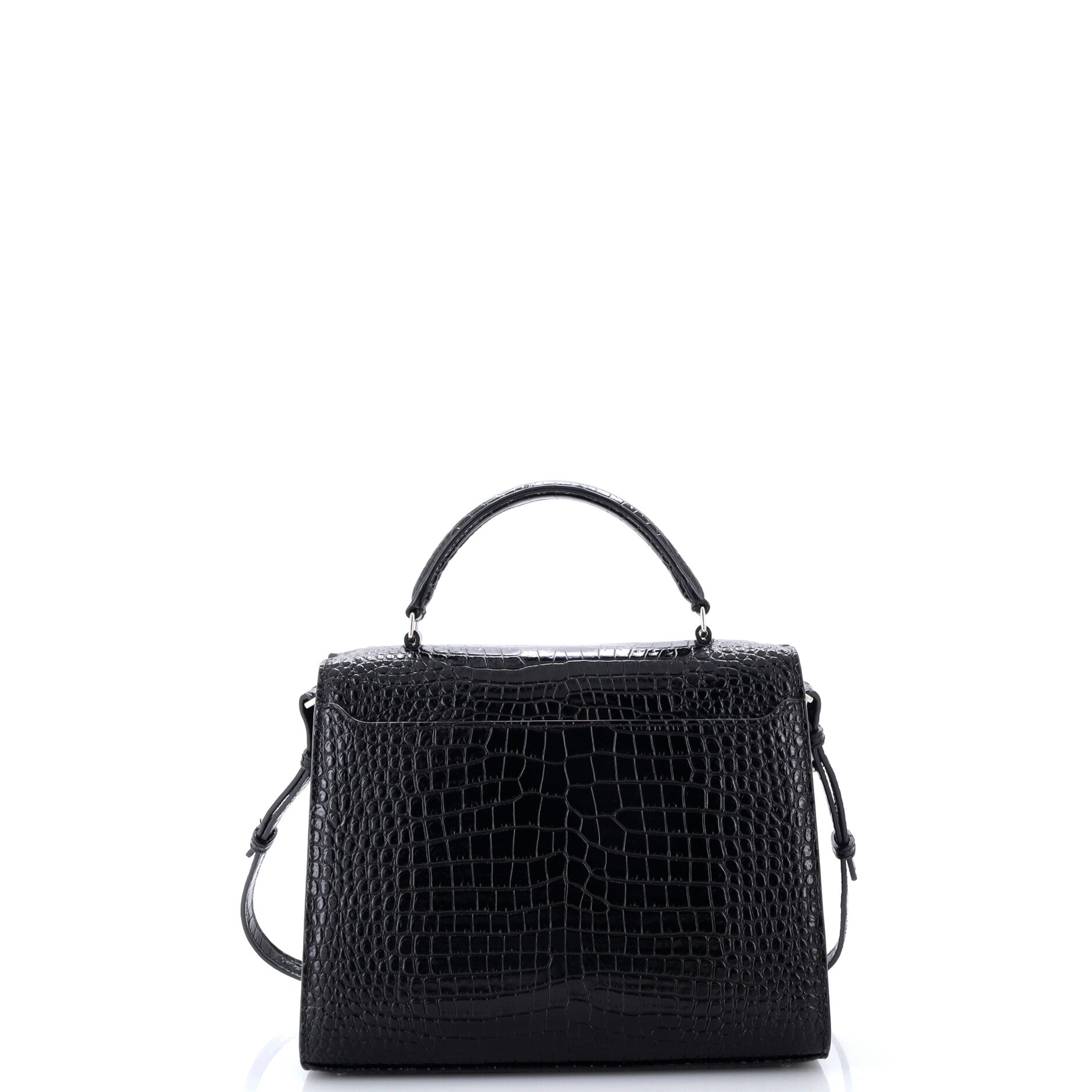 Cassandra Top Handle Bag Crocodile Embossed Leather Medium