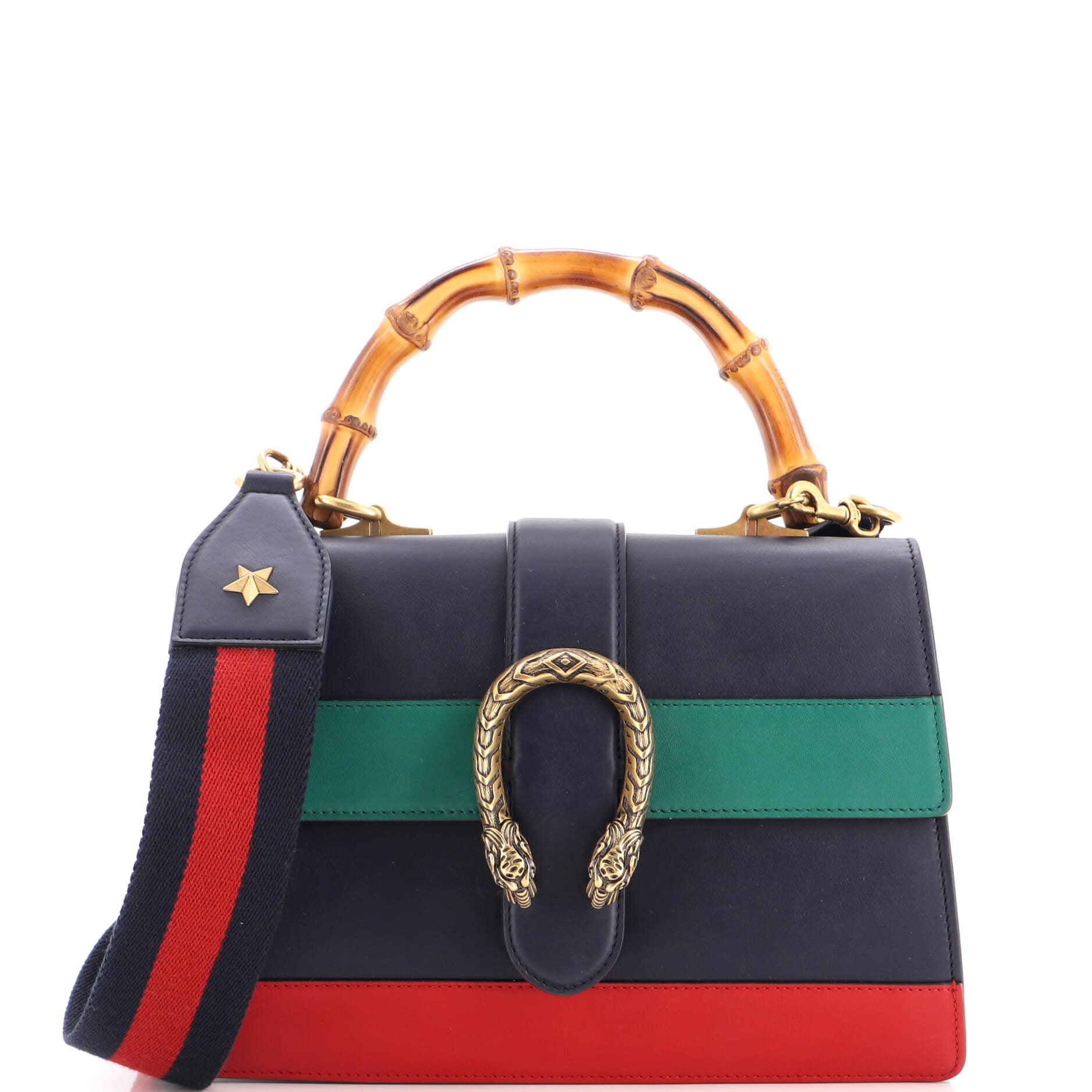 Dionysus Bamboo Top Handle Bag Colorblock Leather Medium