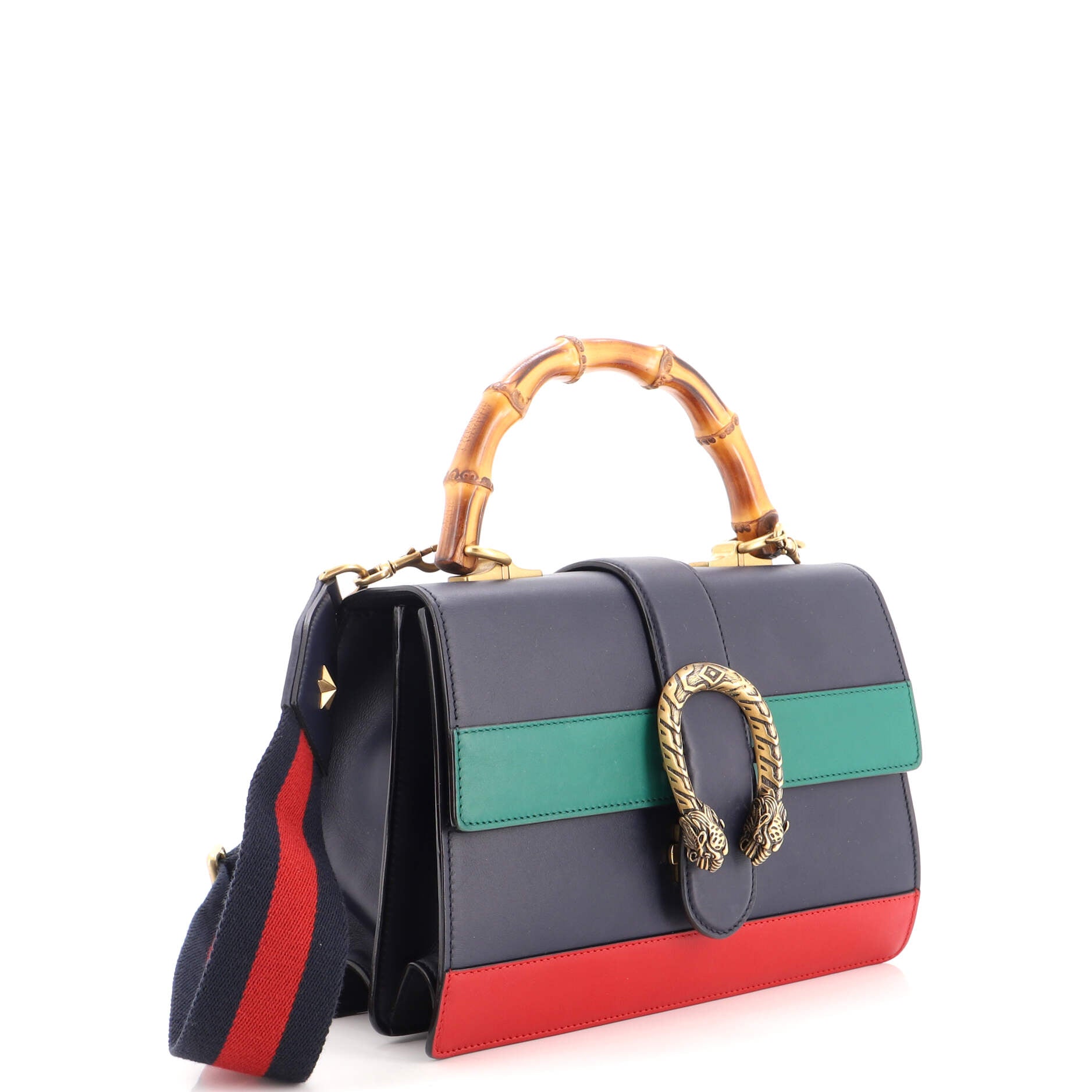 Dionysus Bamboo Top Handle Bag Colorblock Leather Medium