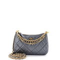 Logo Letters Top Handle Chain Crossbody Bag Quilted Lambskin Small