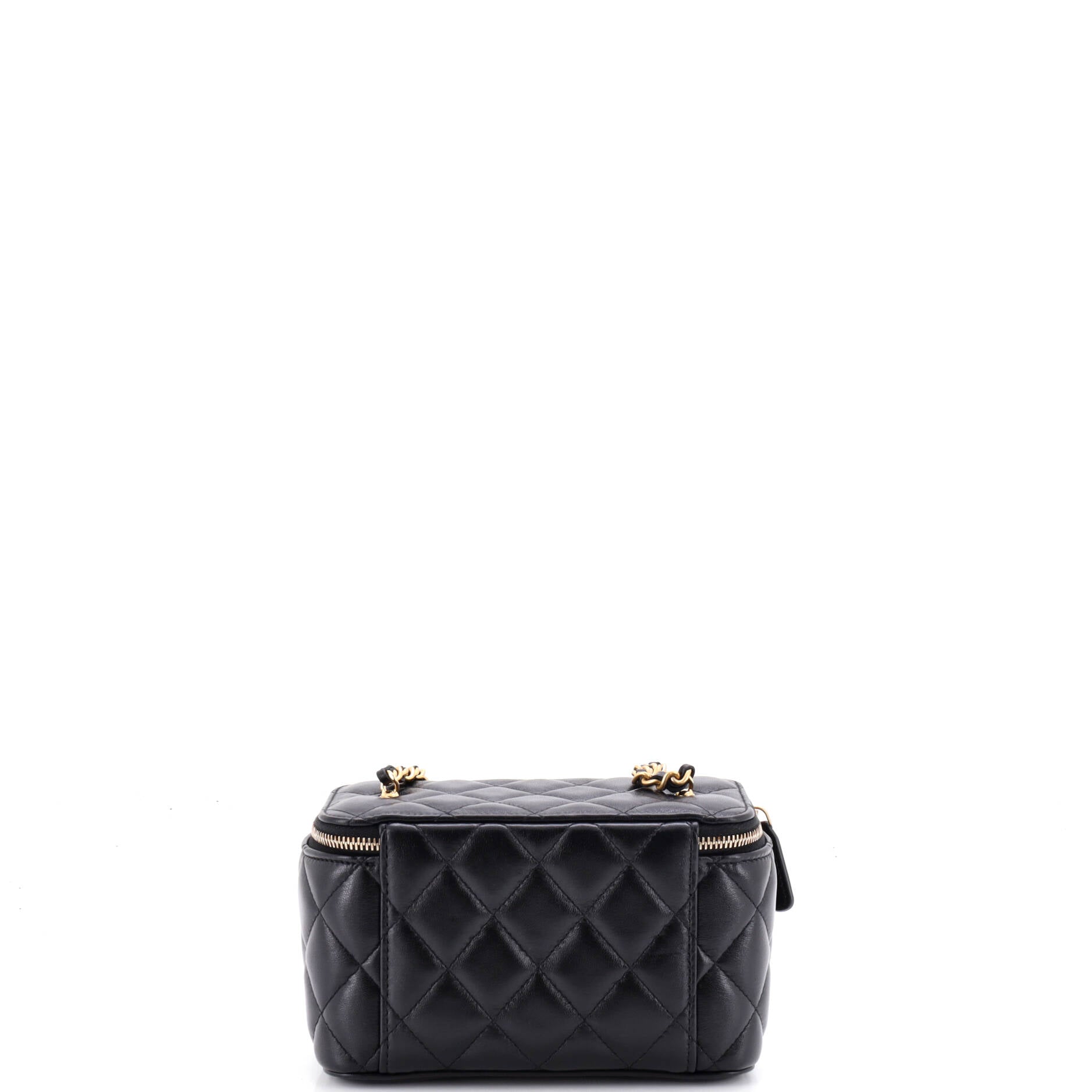 Enamel Multi CC Chain Vanity Case Quilted Lambskin Small